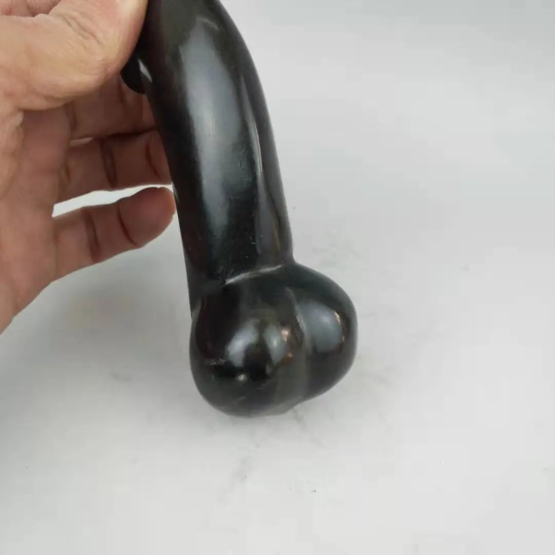 Collection Elaborate Interesting Chinese Hongshan Culture hand-carved Black Meteorite Juyang God ornament - genital statue