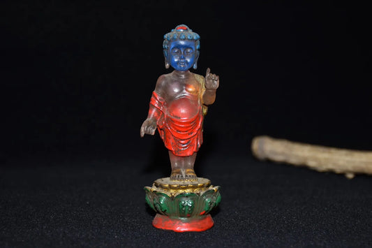 Collection Glass Painted Gild Liuli Buddha Statue