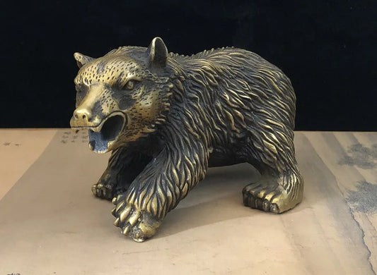 Collection Pure Copper Carved Bear Brass Feng Shui Craft Decorations Statue