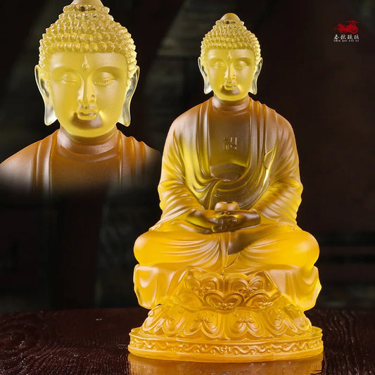 Colored Glaze Three Saints Bhagavate Sakyamuni Ksitigahba Boddhisattva Guanyin Boddhisattva Buddha statues and ornaments