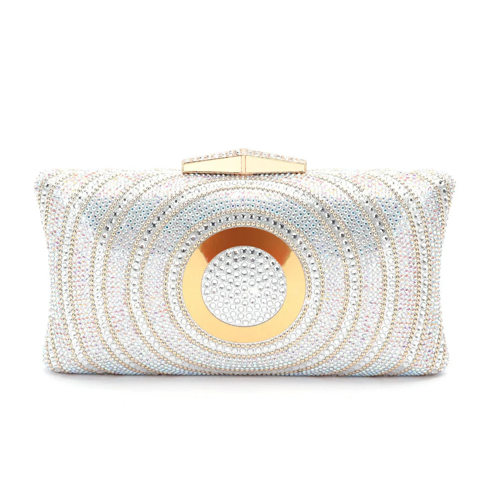 Colorful Circle Pattern Birthday Gift Girl Bags Woman Wedding Bridal Dinner Purse Diamond Evening Bag Crystal Party Prom Handbag