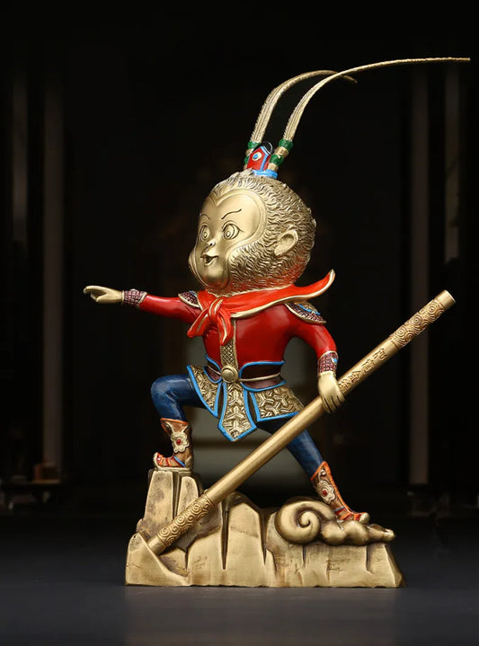 Colorful copper Sun Wukong statue placed pieces of Feng Shui home decoration hotel office family decoration accessories monkey