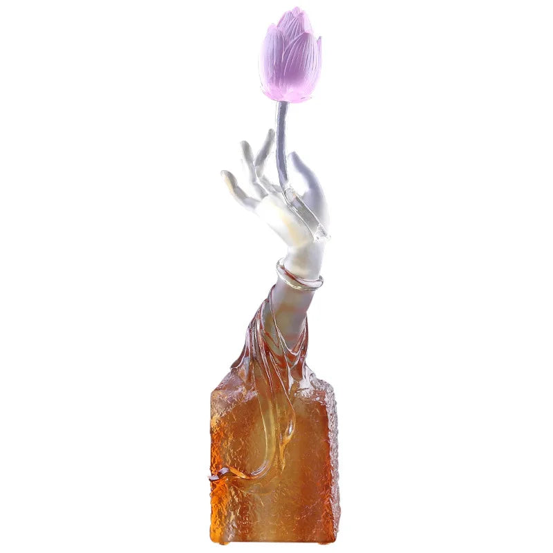Coloured glaze Buddha's Hand Lotus Ornament Chinese Buddhist Hall Home Zen Tea Ceremony Decorate Crafts