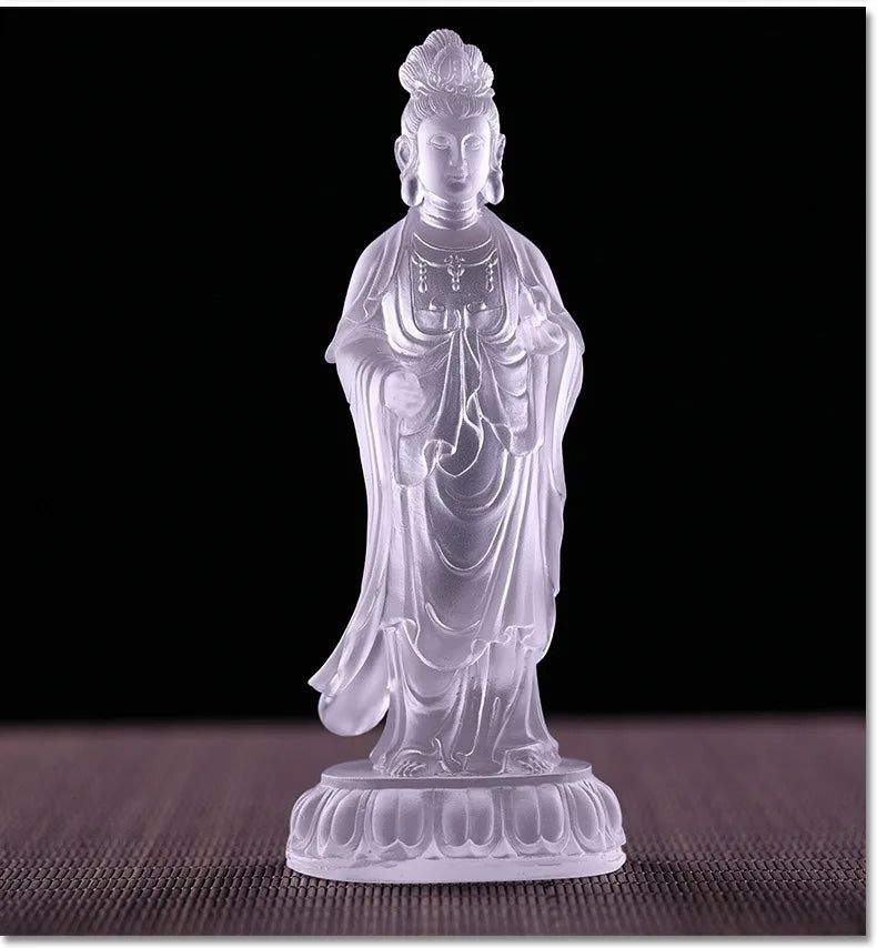 Coloured glaze Oriental Three Saints Sunlight and Moonlight Bodhisattva Medicine Buddha handicraft ornaments Buddhist worship