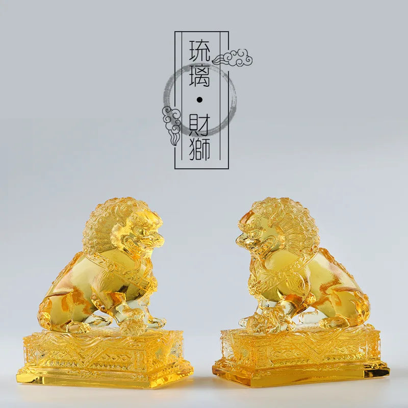 Coloured glaze lion ornament wealth power lion desk decoration Chinese gifts Souvenir Crafts
