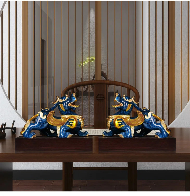 Company home Porch lobby exorcise evil spirit thriving business money Good luck PI XIU dragon brass Sculpture ART Ornament