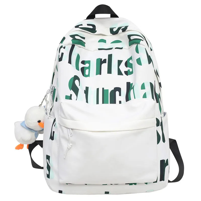 Cool Girl Boy Nylon Letter Print School Bag Female College Backpack Lady Men Laptop Fashion Male Women Travel Book Bags Teenager
