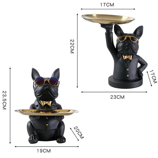 Cool Resin Bulldog Desk Storage Tray Hippo Statue Nordic Fashion Sculpture Figurine Table Decoration Office Home Room Decor Gift