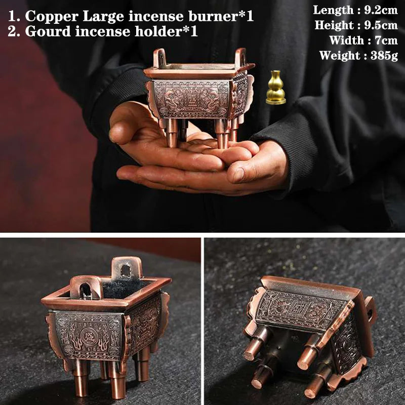 Copper Alloy Tea Pet Antique Bronze Quadripod Ting Tea Ceremony Decoration Incense Burner Household Car High Grade Ornament