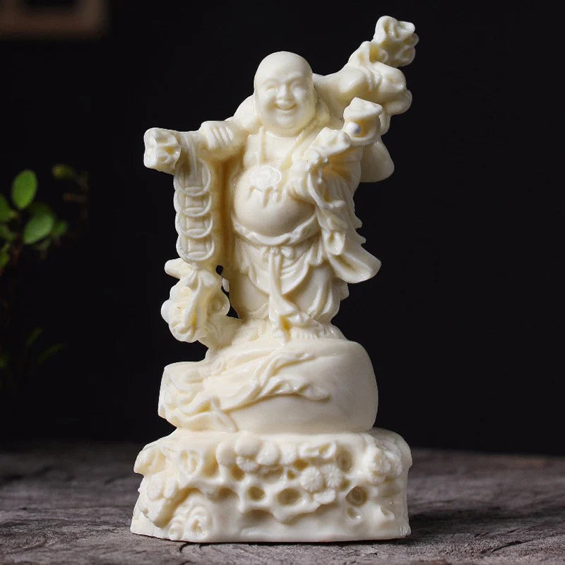 Copper Coin Belly Maitreya Laughing Buddha Figure Small Statue Resin Art Sculpture High-end home room office decoration statue