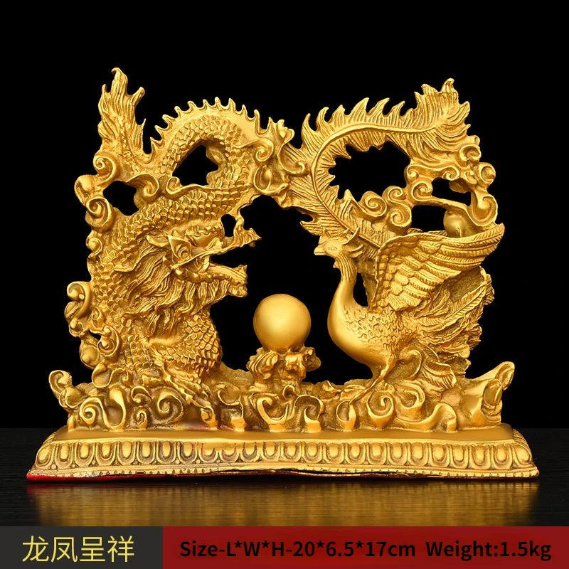 Copper Dragon and Phoenix Chengxiang Home Living Room Bedroom Decoration Creative Wedding Gifts