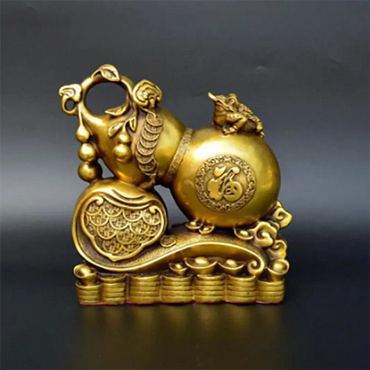 Copper Statue Antique pure copper gourd ornaments Ruyi copper gourd home decoration handicraft ornaments