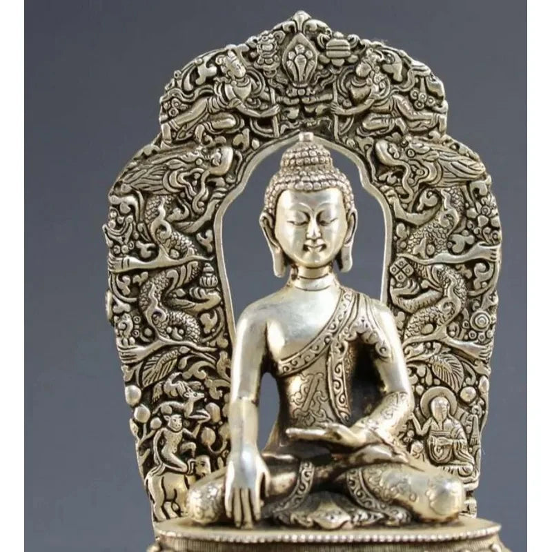 Copper Statue Collection of white copper Buddha ornaments home decoration crafts backlight Buddha