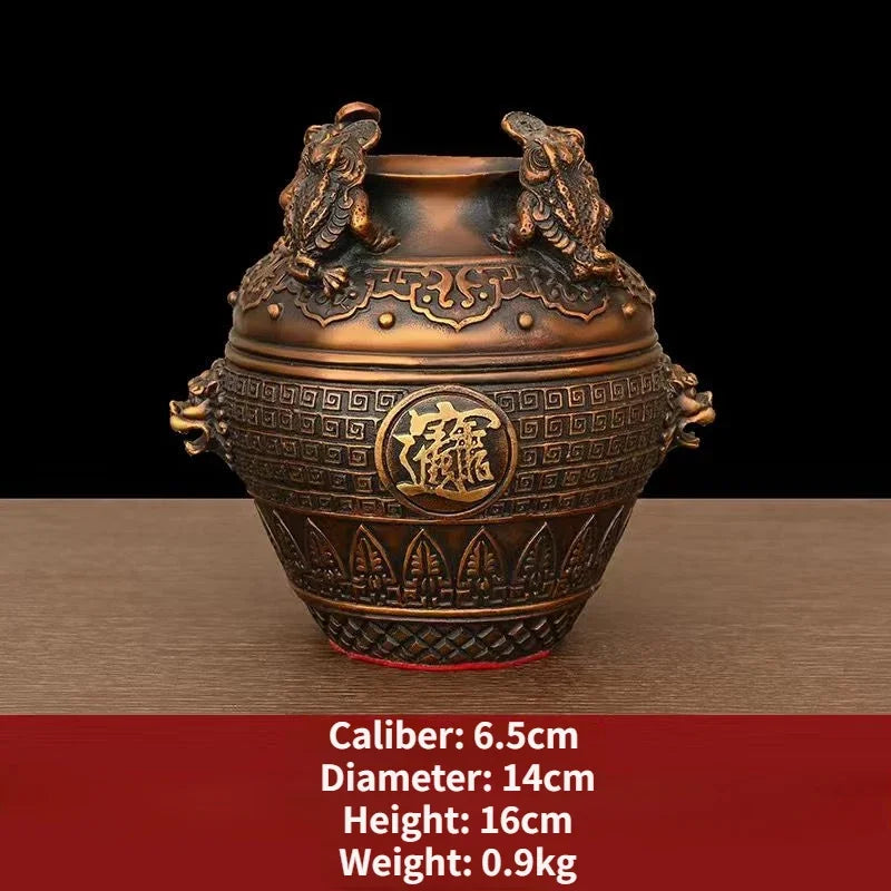 Copper Toad Treasure Bowl Four Sides of The Wealth Altar Ornaments Money Jar Living Room Home Store Crafts Sculptures
