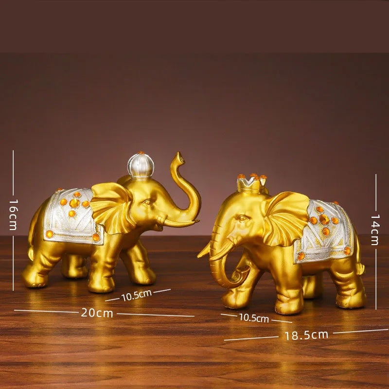 Couple elephant home decor Resin Animal Art Sculpture Cute Home Room Decoration Wedding figurine 2 PCS Free delivery