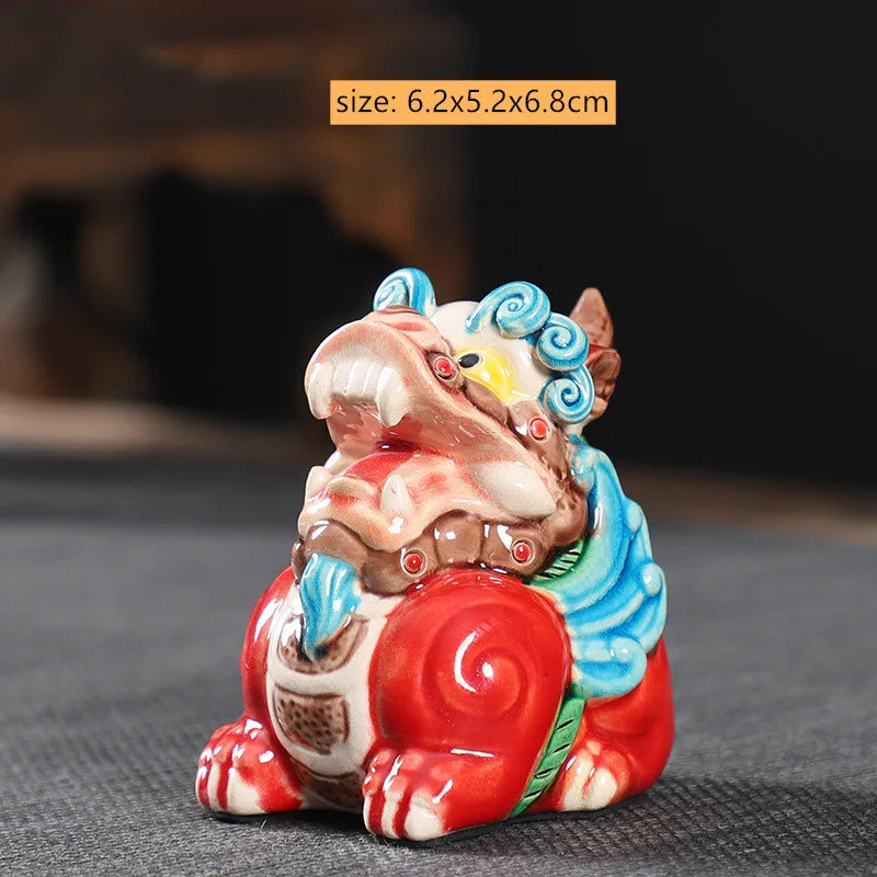 Creative Ceramic Ornaments Hand-painted Golden Toad Pixiu Tea Pet Chinese Tea Table Fengshui Decoration Custom Tea Set Gifts