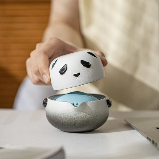 Creative Cute Panda Teaware Outdoor Camping Portable Travel Kung Fu Tea Brewing Tea Tools Single Tea Cup Teapot Sets Gifts