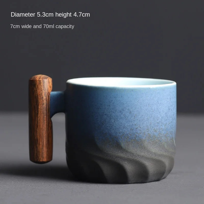 Creative Handmade Exquisite Coffee Cup Vintage Coffee Cup With Wooden Handle Mug Cups Mugs Drinkware Kitchen Dining Bar Home