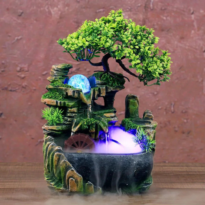 Creative Home Decoration Desktop Waterfall Fountain Zen Meditation Simulation Resin Rockery Waterfall Statue Feng Shui Ornaments