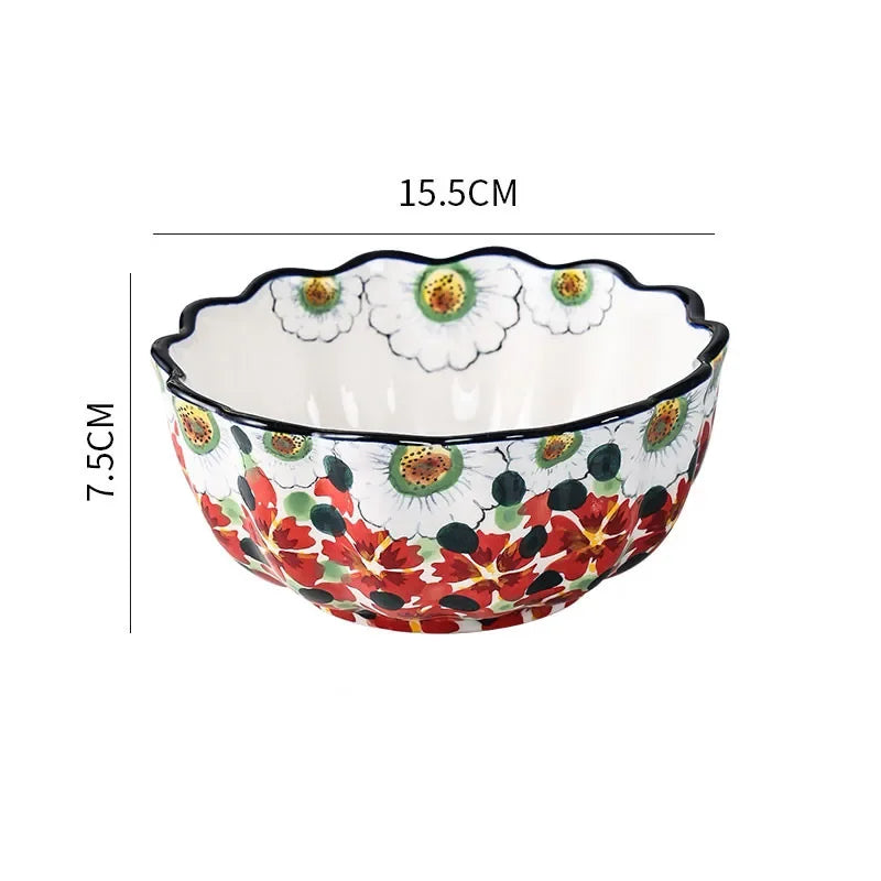 Creative Printing Ceramic Tableware Breakfast Bowl Home Kitchen Dinner Set Plates and Dishes Restaurant Tray Christmas Items