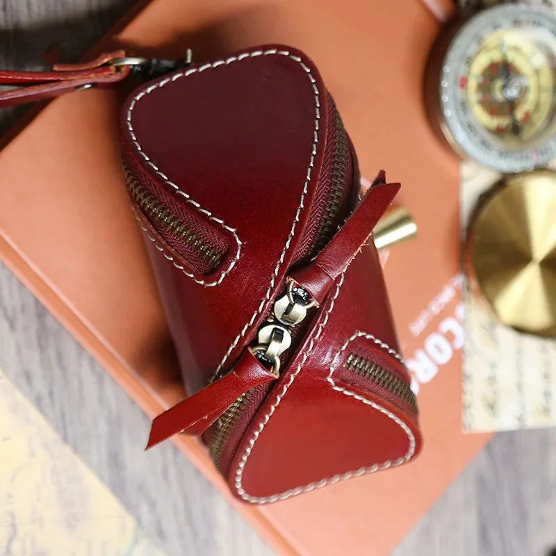 Creative Vegetable Tanned Zipper Card Retro Leather Key Case for Men and Women Coin Purse