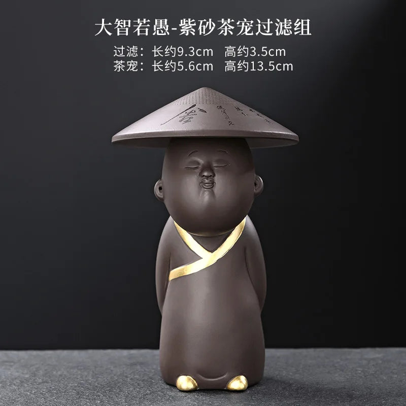 Creative tea leak tea filter household purple sand tea pet tea table small ornaments tea filter bucket hat tea filter