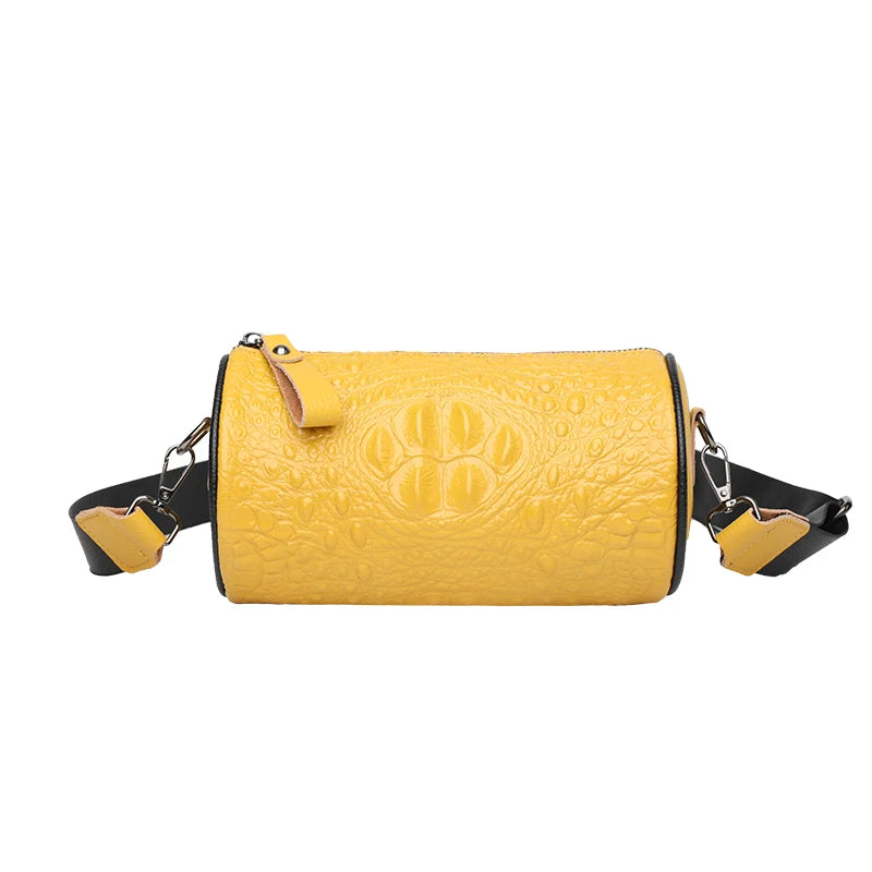 Crocodile Cow Leather Handbag for Women 2022 New Weave Wide Straps Female Shoulder Crossbody Bag Genuine Leather Ladies Tote Sac