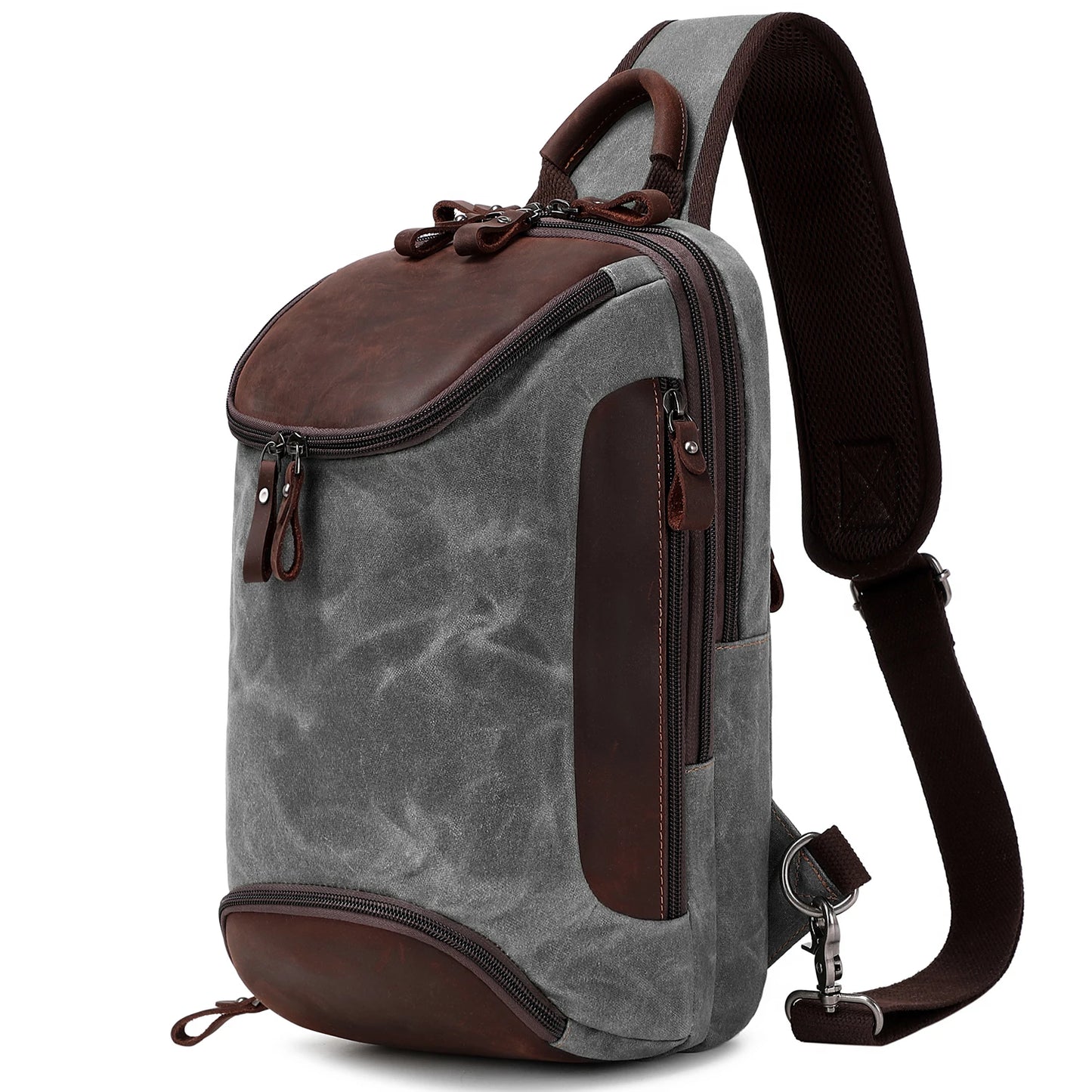 Crossbody Bag for Men Women, Sling Bag Chest Bag Shoulder Bag Waterproof Waxed Canvas Sling Backpack Casual Daypack for Travel