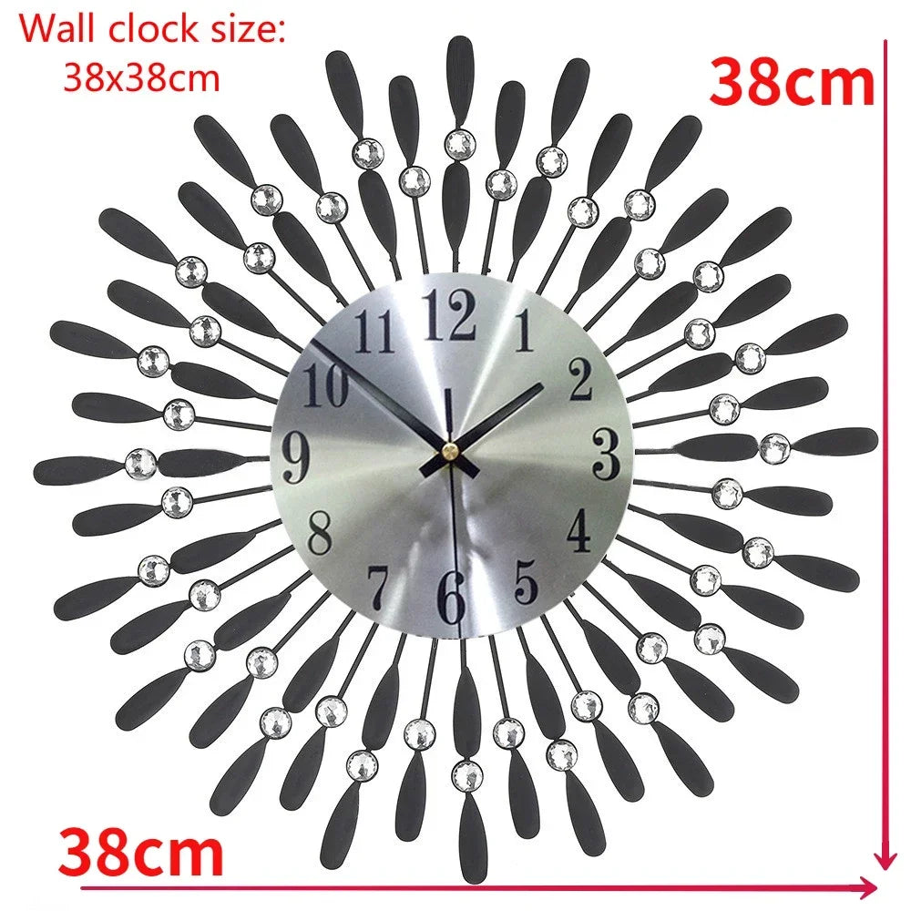 Crystal Sun Modern Style Silent Wall Clock 38X38cm, 2020 New Product Living Room Office Home Wall Decoration