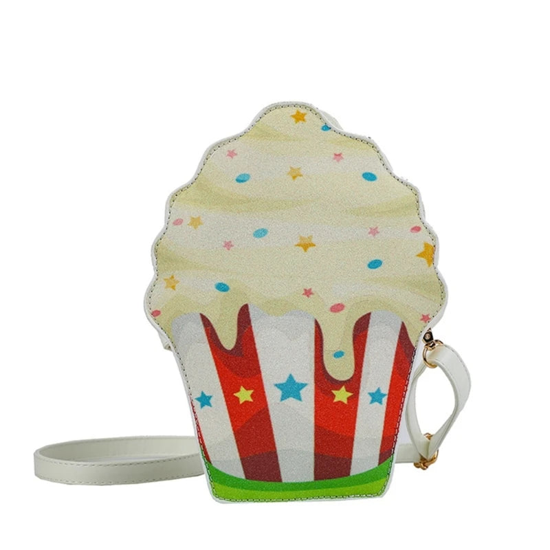 Cupcake Bag Crossbody Purse PU Crossbody Shoulder Bag Cupcake Box Crossbody Handbag Small Purse Phone Shoulder Bag