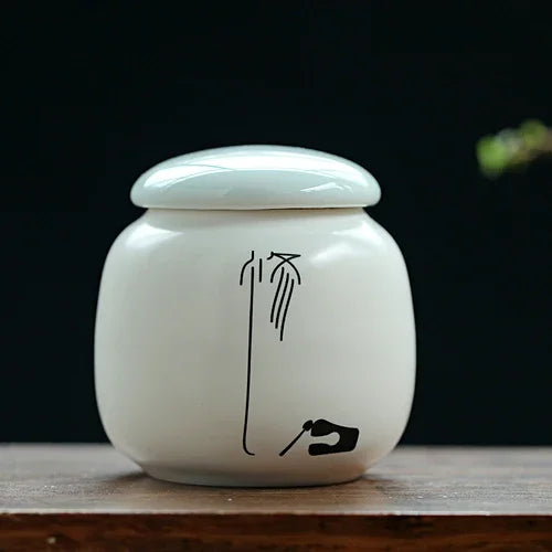 Custom Ceramic Tea Tin Portable Mini Tea Container Coffee Moisture-proof Jar Kitchen Spice Storage Can Home Tea Set Accessories