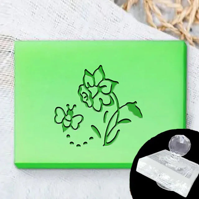 Custom Clear Acrylic Soap Stamp Mini Seal Chapter Diy Handmade Soap Making Supplies Tools Kits Flower English Letter Pattern