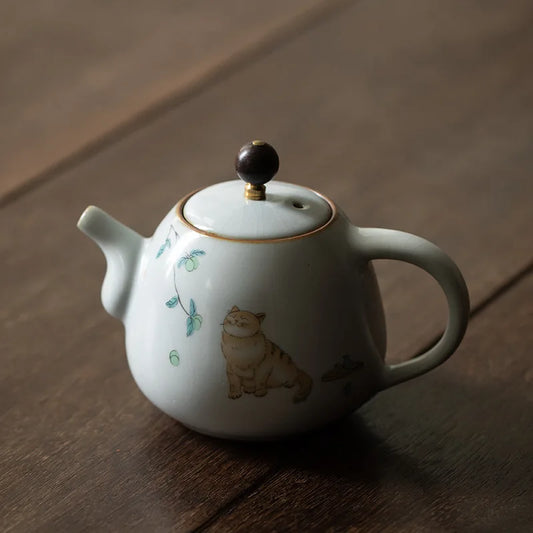 Cute Cat Teapot Ceramic Tea Set Kung Fu Tea Infuser Chinese Tea Kettle Hanpainted Jingdezhen Teaware Porcelain Teapots
