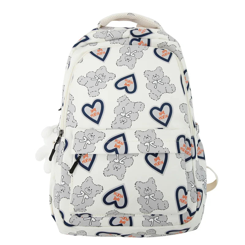 Cute Lady High Capacity Leisure Cartoon Printing College Backpack Trendy Women Fashion Nylon Laptop Book Girl Travel School Bags