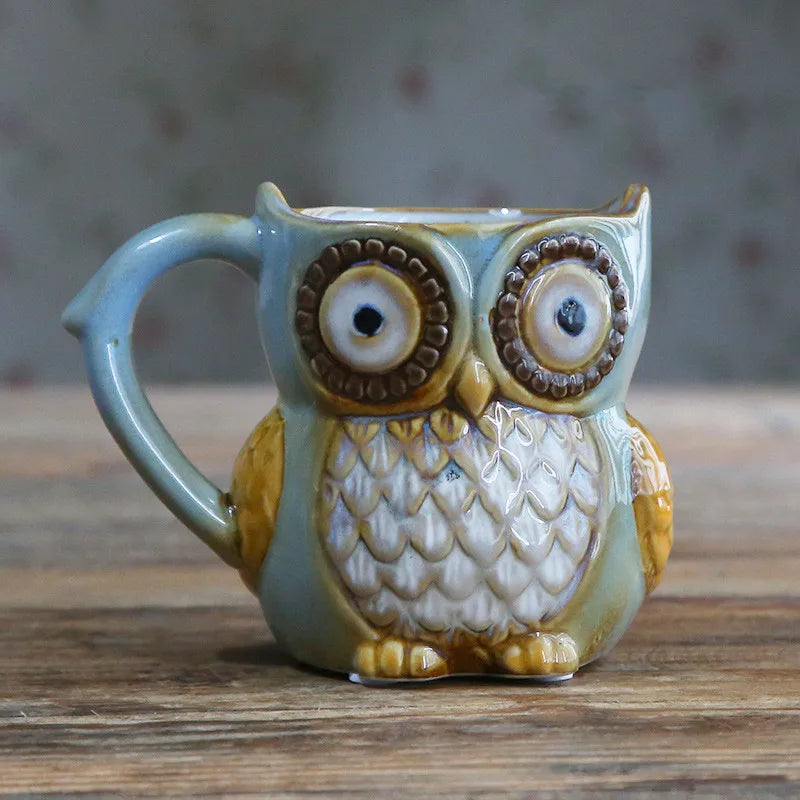Cute Owl Mugs 300ml Cartoon Coffee Mug Ceramic 3D Animal Milk Tea Cups Breakfast Morning Coffee Mug for Collection Drop Shipping