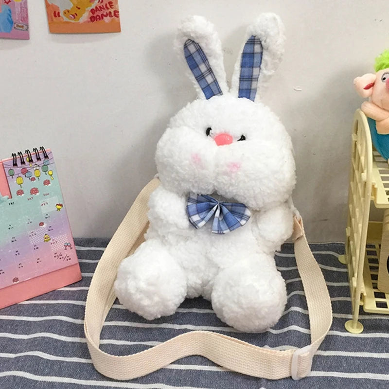 Cute Rabbit Plush Doll Girls Crossbody Bag Bunny Shoulder Bag Mobile Phone Key Storage Handbag Coin Purse
