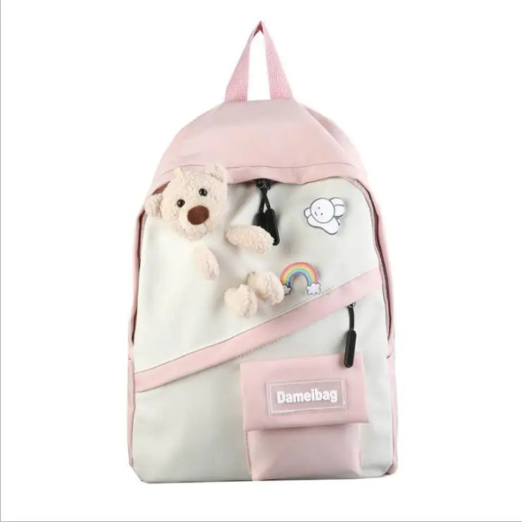 Cute Women Backpacks Student Girls School Bags Teenage School Bags Bear Rainbow Bagpack Transparent Pouch Bags