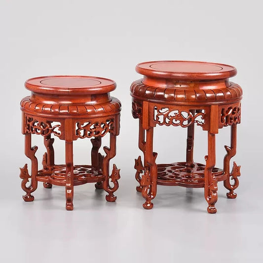 Dalbergia cochinchinensis RedWood Carved Bonsai Disply Pedestal Vase Artical Statue Luxury Collection Base Classical Design