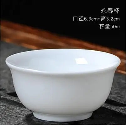 Dehua-High White Porcelain Kungfu Tea Cup, Single Cup, Bamboo Hat Cup, Handmade White Ceramic, Drinkware Accessories, 3Pcs Pack