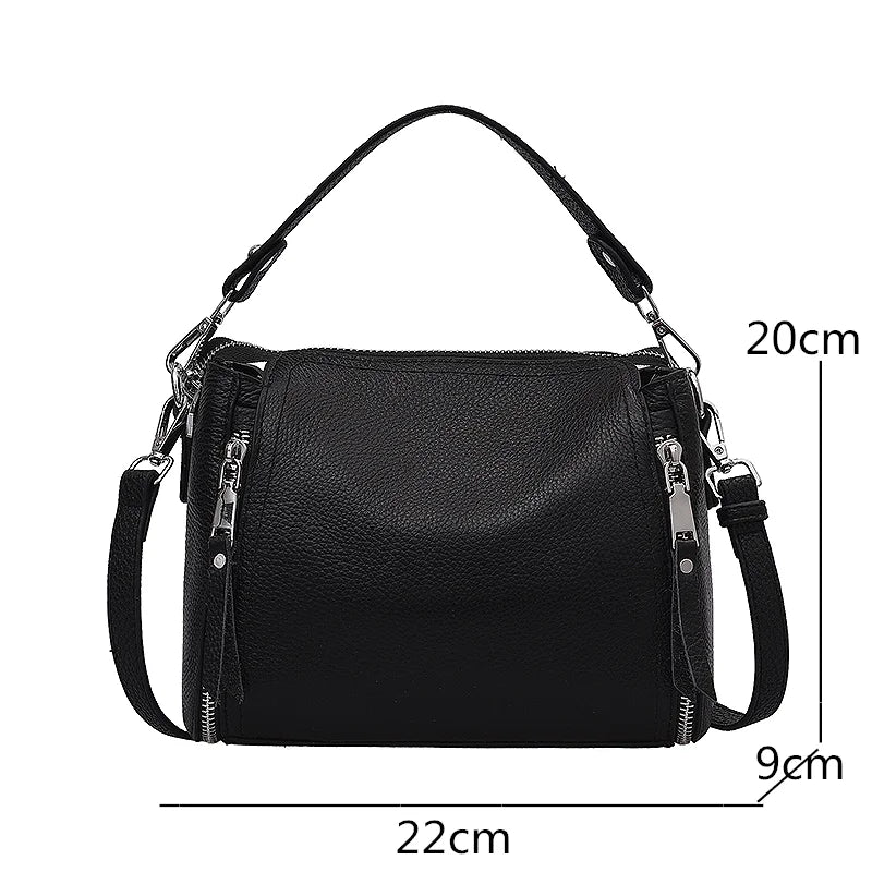 Designer Genuine Leather Messenger Bags For Women High Capacity Handbags Travel Luxury Cowhide Crossbody Bag Female Shoulder Bag