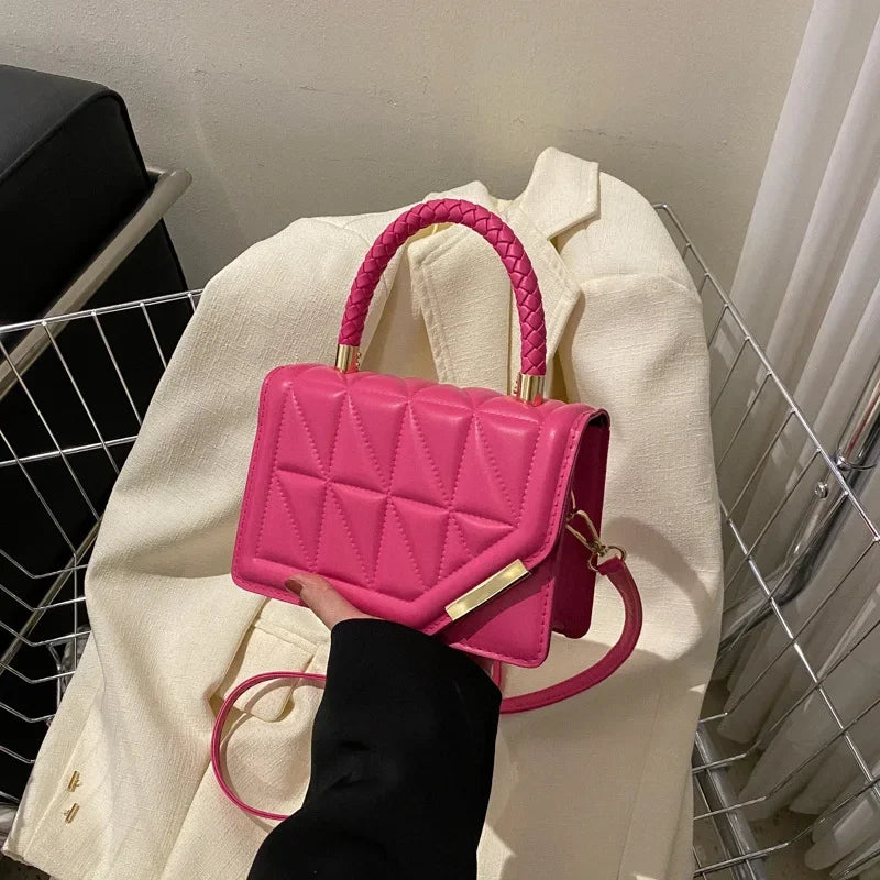 Diamond Bag Women 2024 New Portable Small Square Bag Chain Solid Color Single Shoulder Crossbody Bag Luxury Designer Handbag