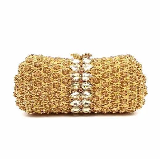 Diamond Bags Rhinestone Crystal Clutch Purse Gold Metal Evening Wedding Bridesmaid Handbags New100% Handmade Women
