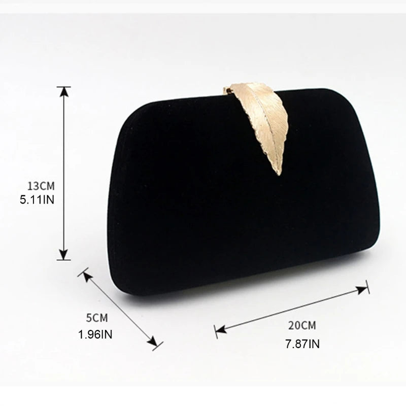 Dinner Evening Handbag Chain Shoulder Bag Leaf Buckle Banquet Purse Bag Wedding Prom Crossbody Bag