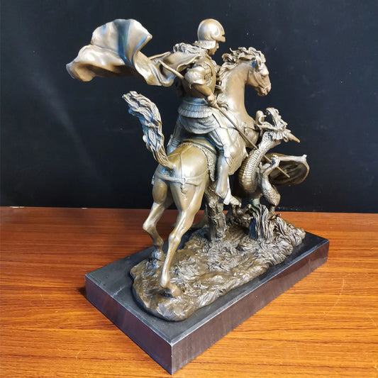 Dragon Warrior Bronze Statues Male Figurine Sculpture Home Decor TPY-460