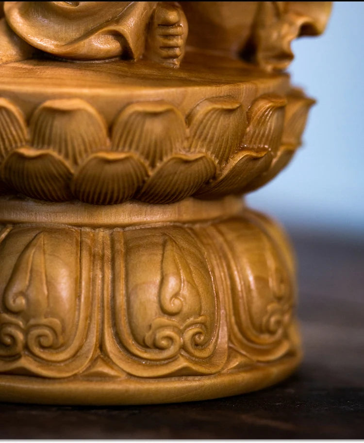 Dunhuang Fairy Playing The Pipa Wood Carving Solid Wood Sculpture Feng Shui Crafts Beauty Home Decoration