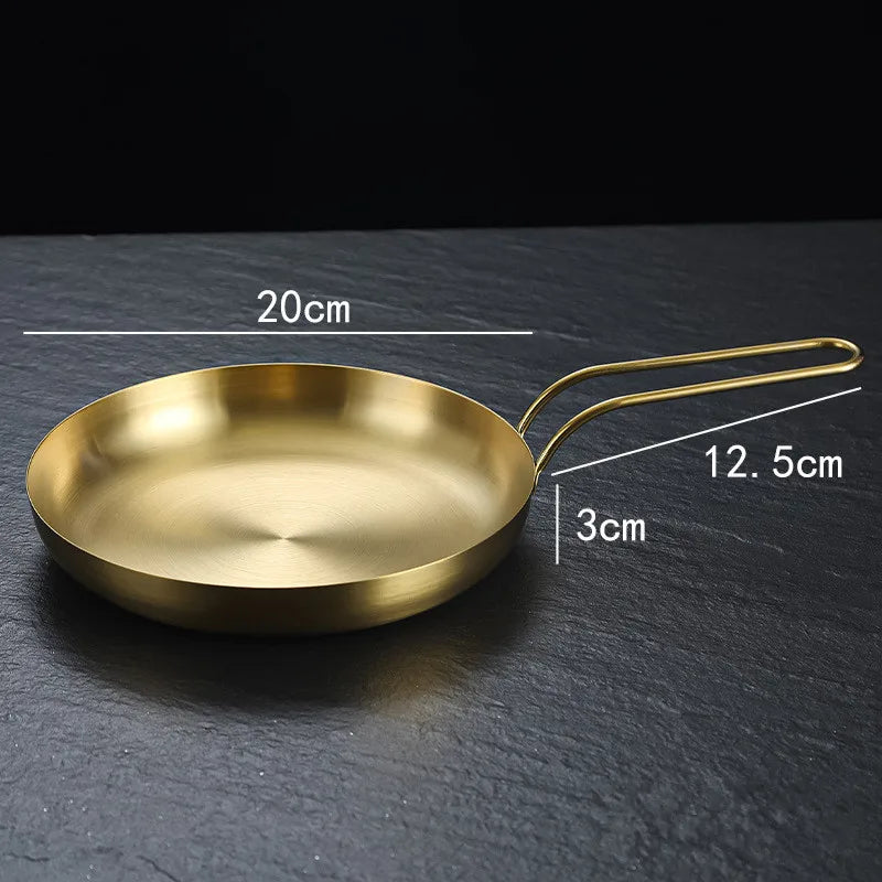 Durable Stainless Steel Golden Sliver Frying Pan Steak Skillet Roasting Cooking Pots Kitchenware Kitchen Cookware Accessories