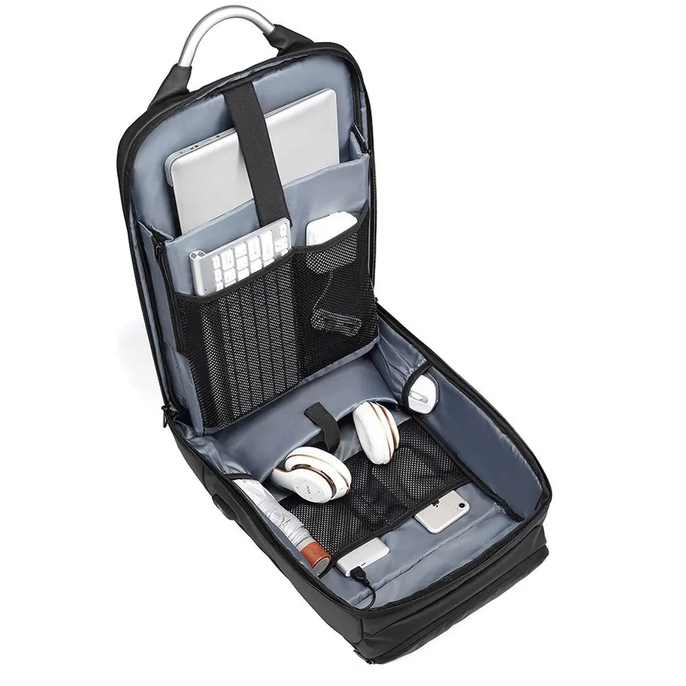 EURCOOL 15.6 Laptop Backpack Black Business Male Mochila USB Charging Functional Rucksack Waterproof Backpack