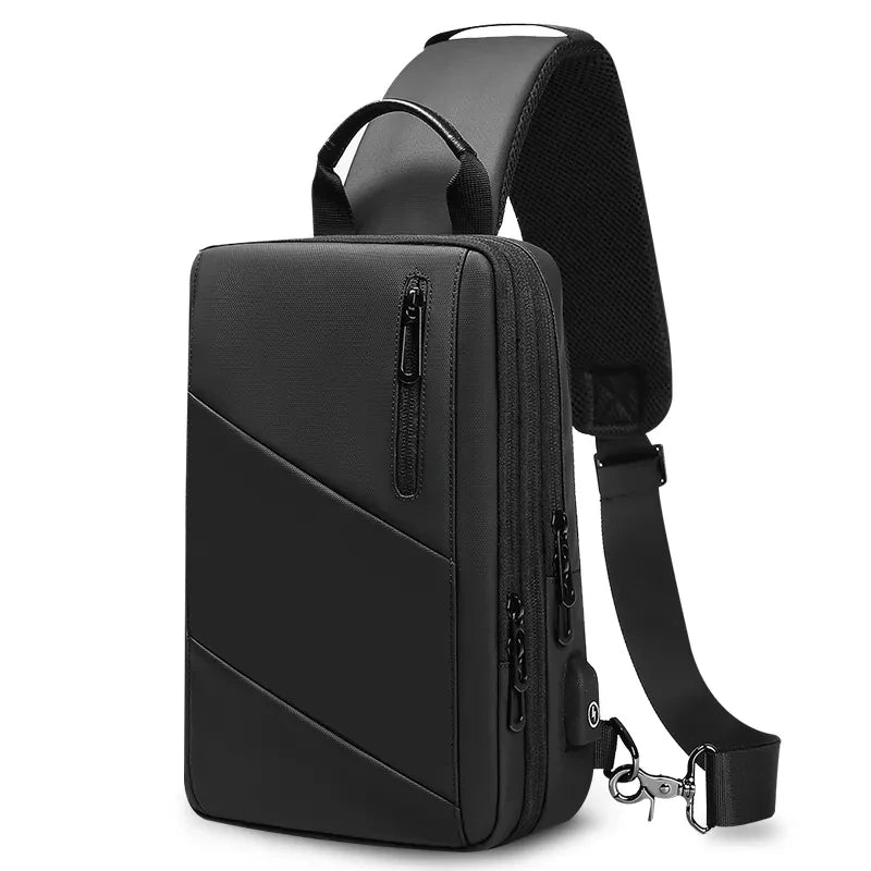 EURCOOL Crossbody Bag Men USB Charging Chest Pack Travel Water Repellent Hand Casual Shoulder Bag