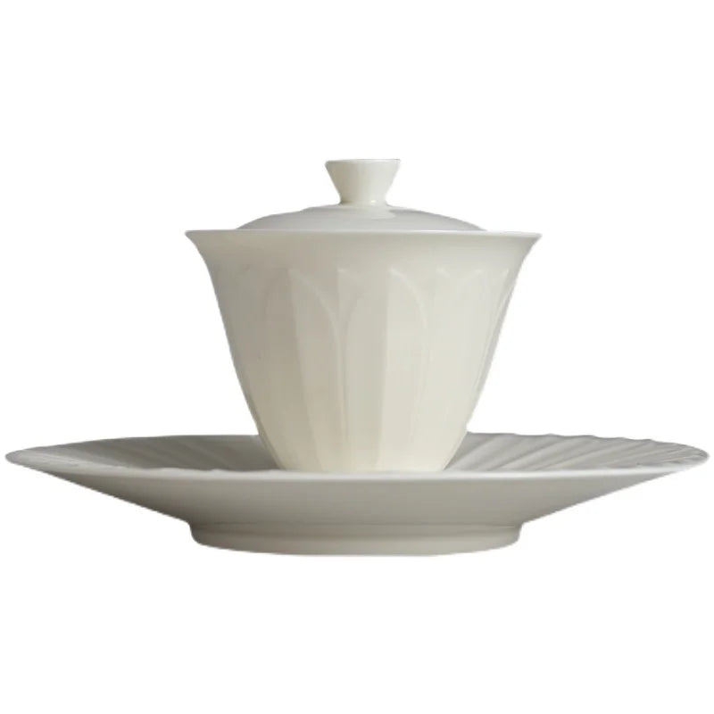 Early foam set of set of jingdezhen tea gift box carved lotus petals hot gift giving kung fu tea