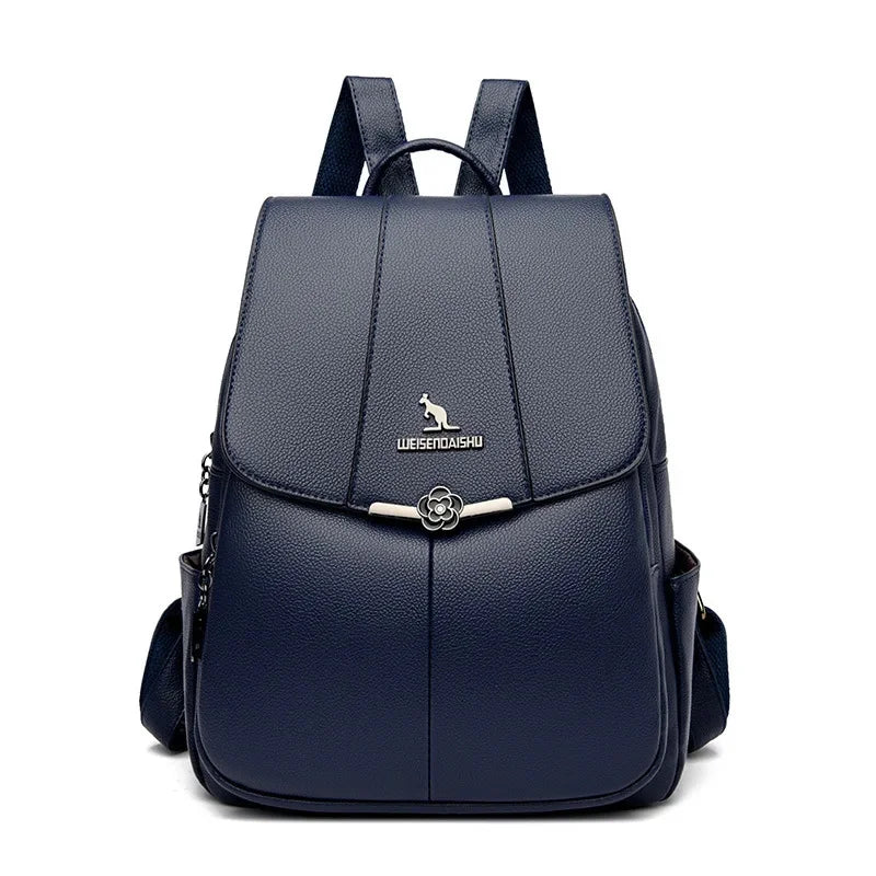 Elegant Leather Women's Large Capacity School Bags For Girls Fashion Anti-theft Feminina Travel Backpack